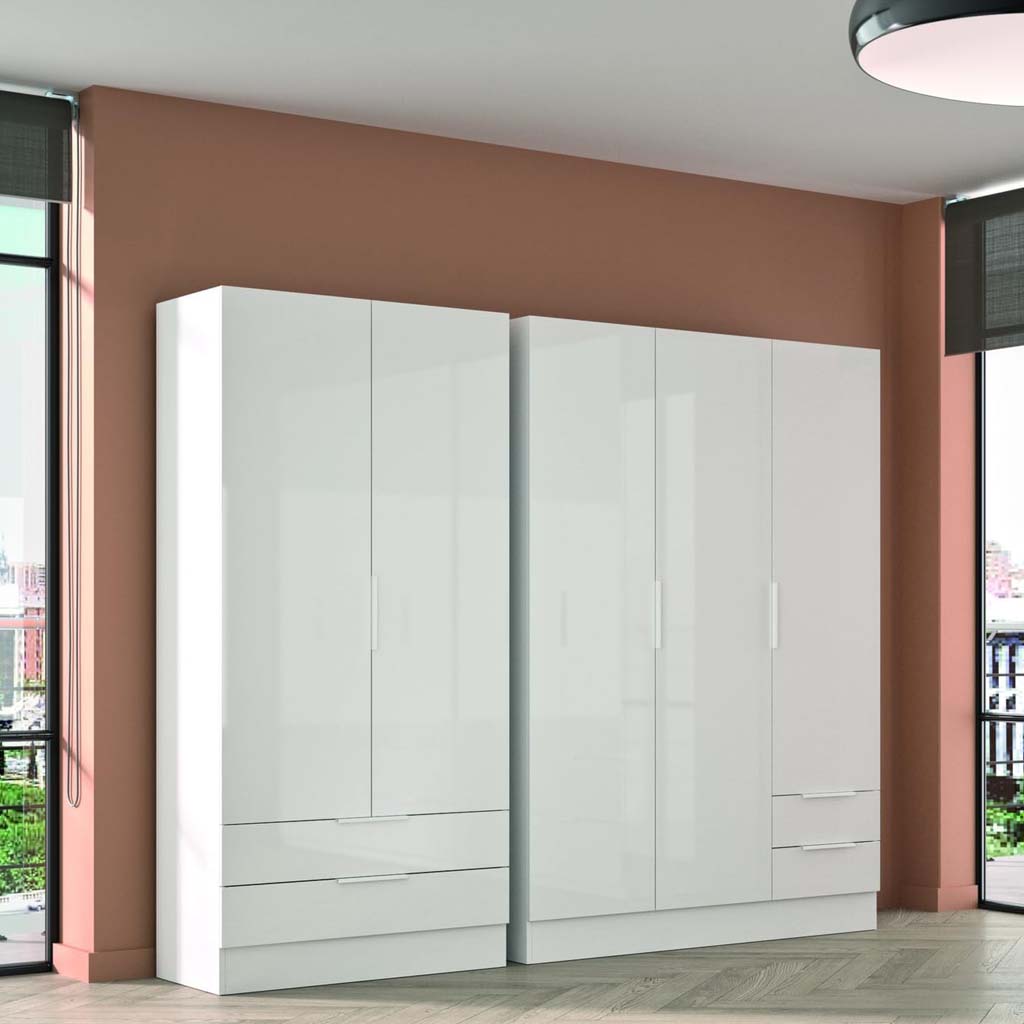 Armoire 3 portes 2 tiroirs H185xL122,6xP52,7cm