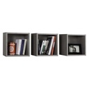 Lot de 3 étagères murales cube MODELLO Gris H35xL35xP29cm vue2