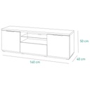 Meuble TV MUNDI 2 portes + 1 tiroir H51xL160xP40cm vue plan