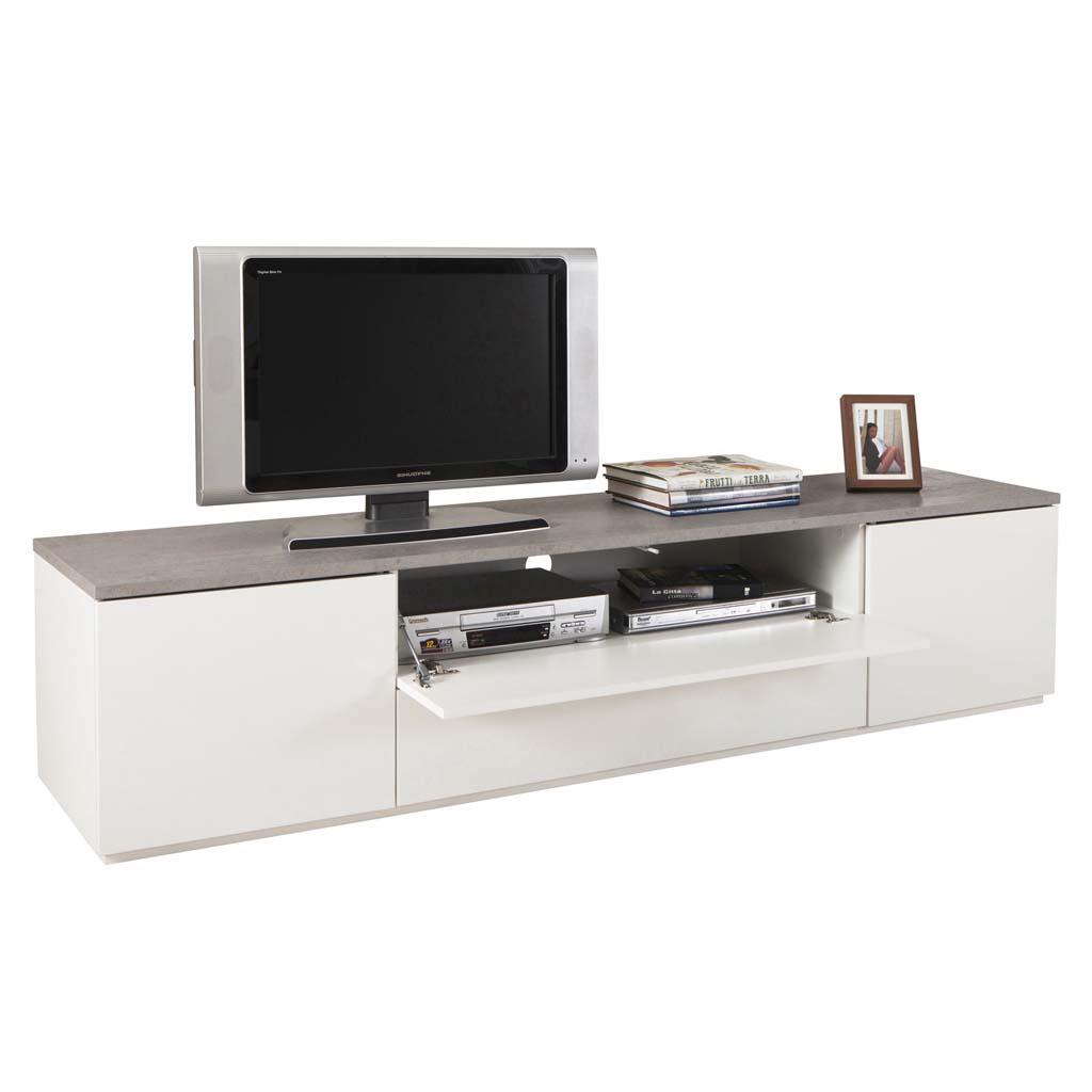 Meuble TV PRIVILEGIO Laque Blanc H45xL200xP45cm vue2