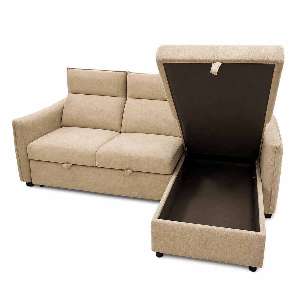 UT-SCALA-ARAGON-14FLAX Sofa d'angle réversible SCALA vue4 H100xL242xM162cm / Couchage H41xL214xP125cm Marron Chiné