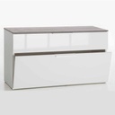 Meuble d'appoint GALAVERNA 2 tiroirs laque blanc avec top concrete H50xL90xP35cm vue2