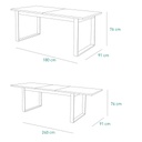 Table extensible LAFABRICA L180-240xP91xH76cm vue plan