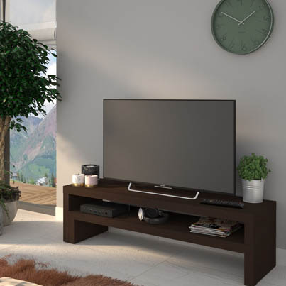 TRA-9145 Meuble TV WENGUE modulable L138xP39xH40cm vue2