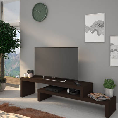 TRA-9145 Meuble TV WENGUE modulable L138xP39xH40cm vue3