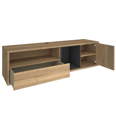 TRA-1473 Meuble TV petit cadre chene-ombre H48xL177xP46 vue2