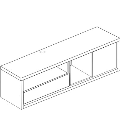 TRA-1473 Meuble TV petit cadre chene-ombre H48xL177xP46 vue plan1