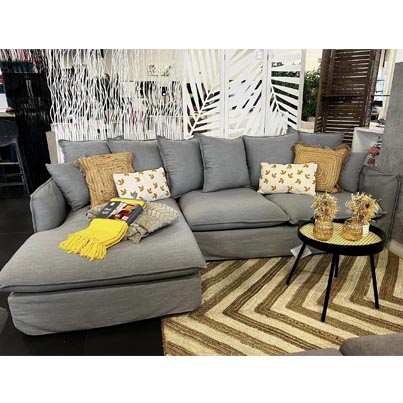 UT-HOBART-VENICE-SD346-12-G Sofa d'angle 100% déhoussable Gris Gauche HOBART H84xL265xP158-104cm vue3
