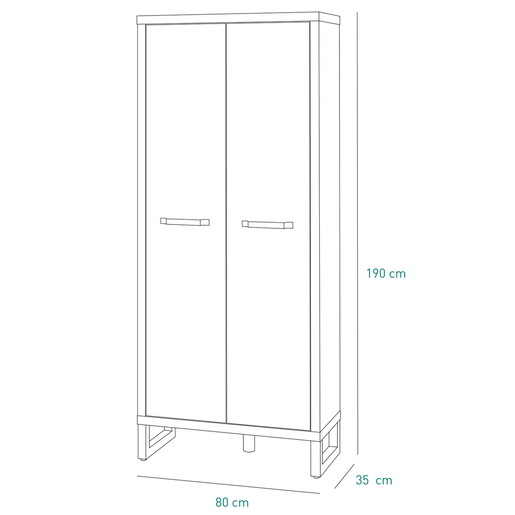COM-AR5583K67205 Armoire LAFABRICA H180xL80xP35cm vue plan