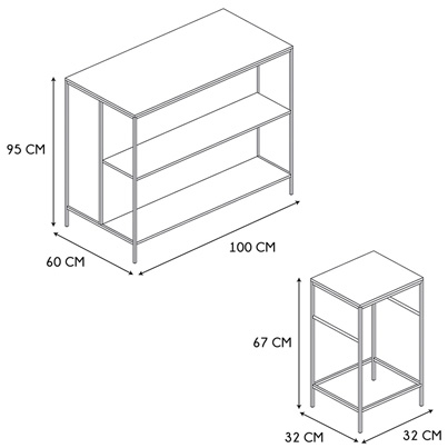 CMP-HD0233 Table îlot + 2 tabourets LOKA vue6