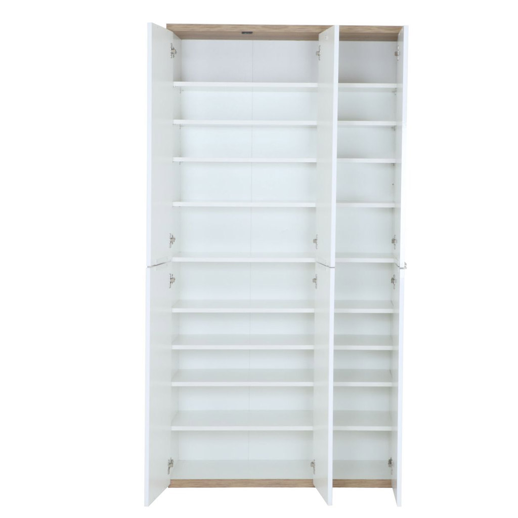 COM-AR3494K64904 Armoire MUNDI 6 portes et étagères ajustables H200xL101xP35cm vue face portes ouvertes