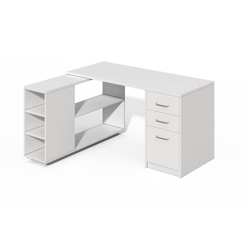 Bureau avec 3 tiroirs et rangement côté Gauche 75*140/140*60