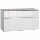 Meuble d'appoint GALAVERNA 50x90x35 2 tiroirs laque blanc avec top concrete