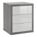 Chevet PRATICO 3 tiroirs blanc extérieur gris H65xL55xP45cm