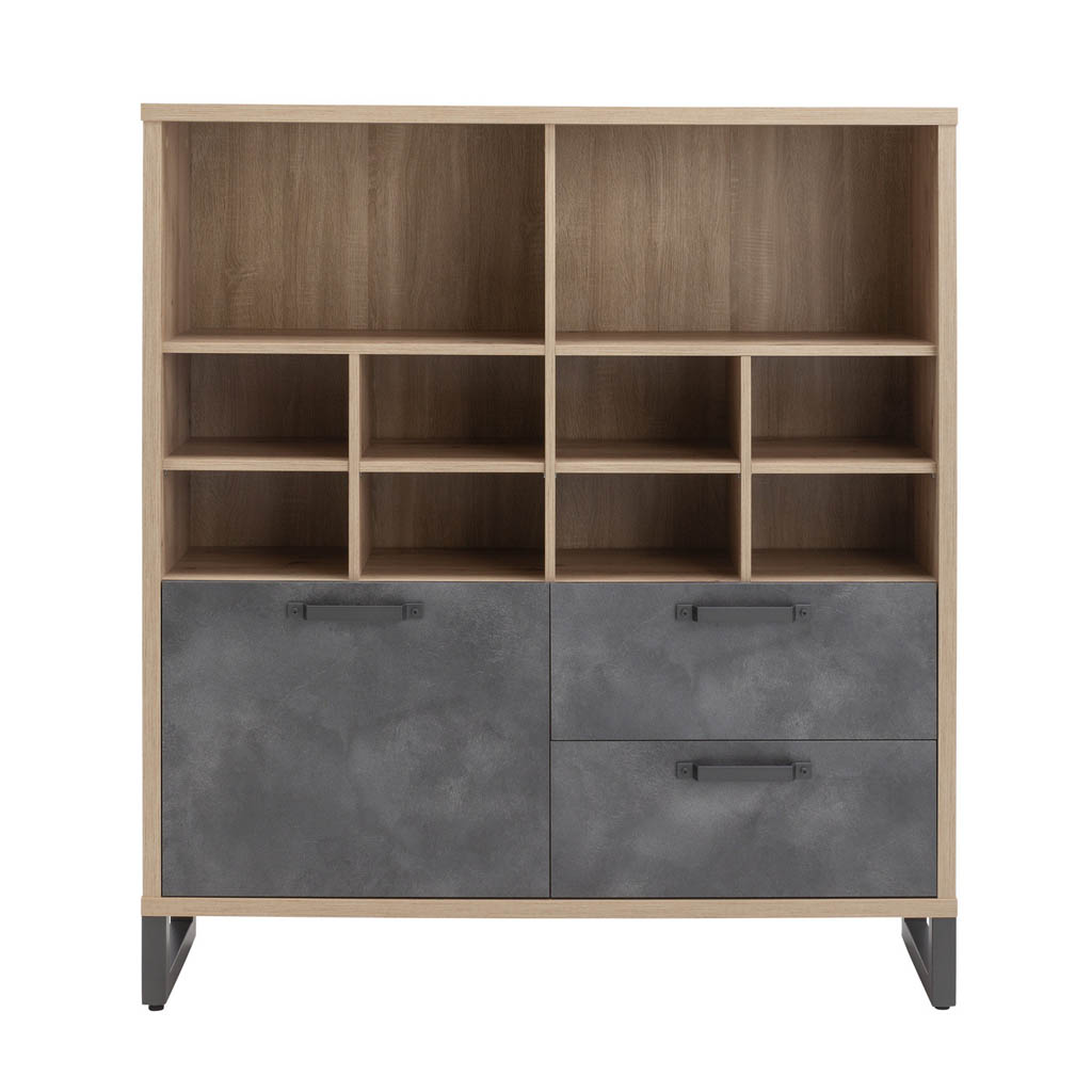 Bibliothèque LAFABRICA 1porte 2 tiroirs H147xL130xP35cm