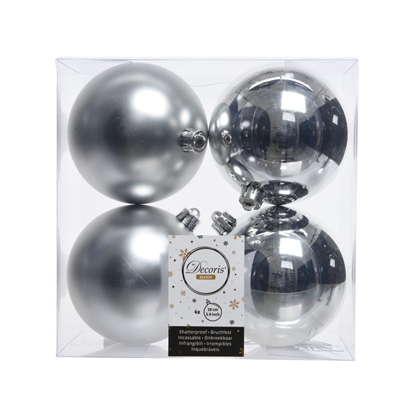 Boule de noel dia:10cm 4pcs Argent