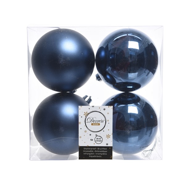 Boule de noel dia:10cm 4pcs Bleu Nuit