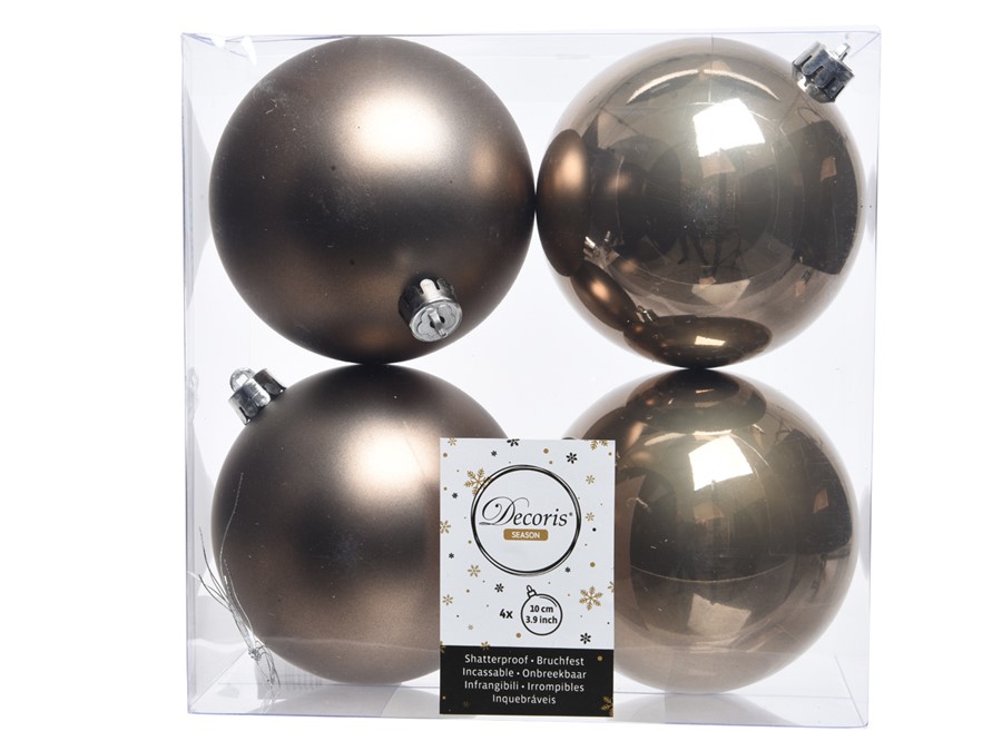 Boule de noel dia:10cm 4pcs Brun cashmere