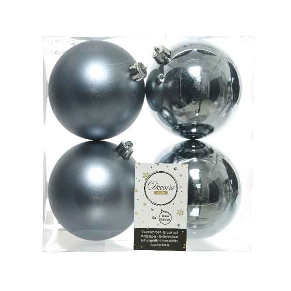 Boules de noel dia:10cm 4pcs Bleu gris
