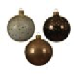 Boule verre email, brillant pois dessus 3 col assortie dia: 8 cm 