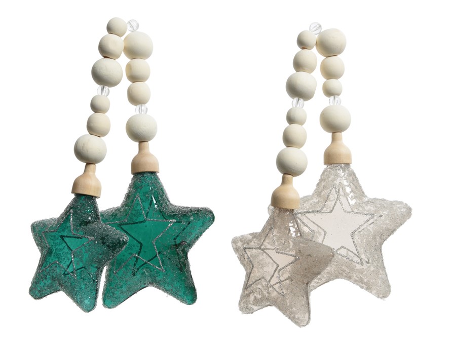 Suspension étoile en verre assortie 3*10*36cm