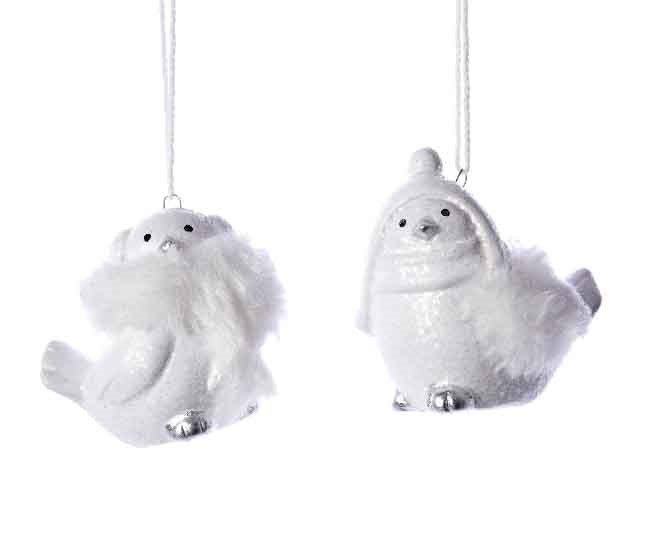 Suspension oiseau en terre cuite blanc