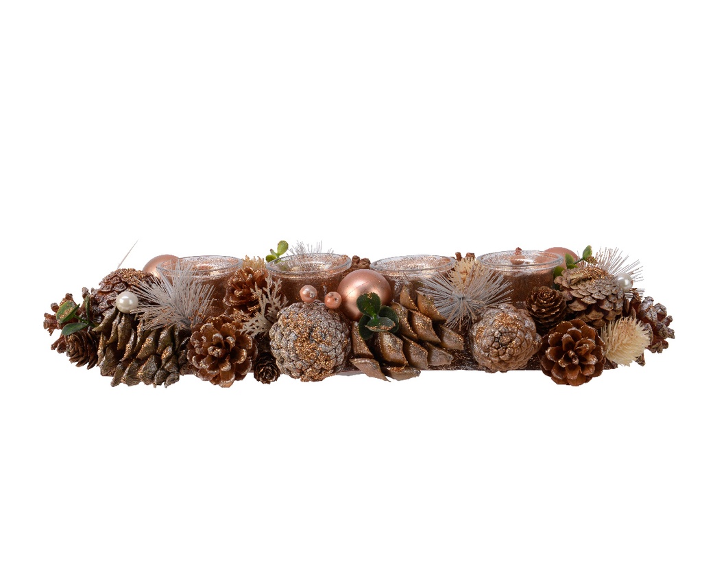 Photophore de noel pomme de pin 9*46*16cm Naturel