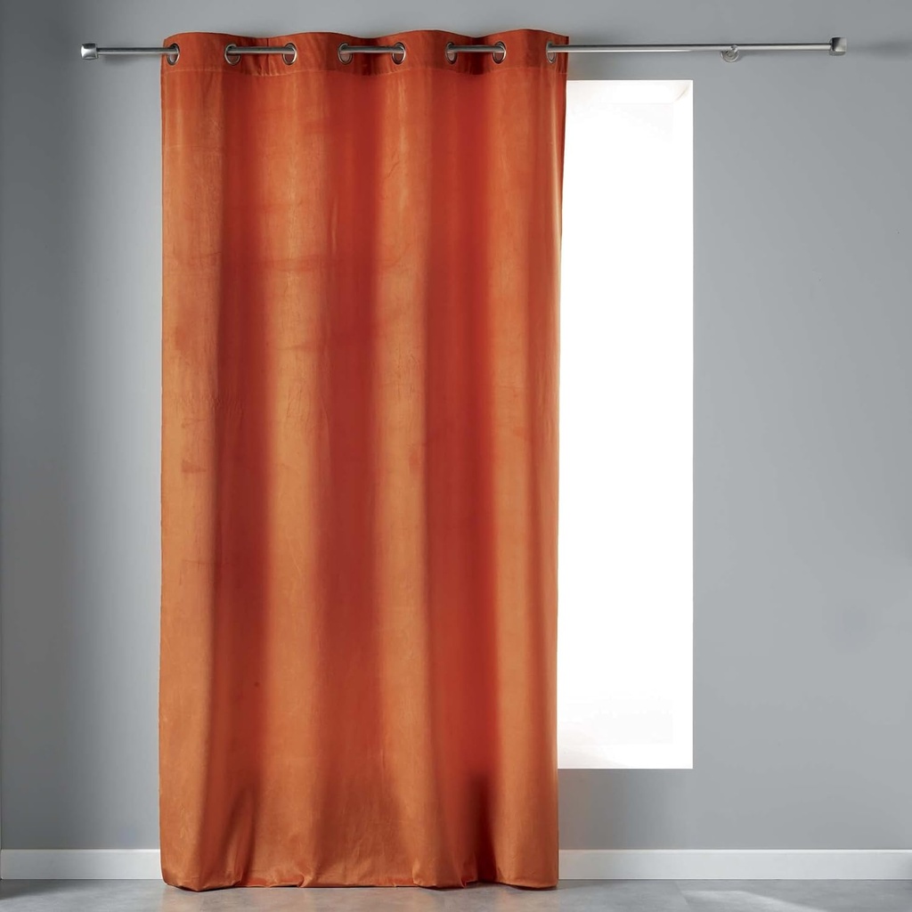 Rideau à oeillets 140x240cm velours uni VELVETINE Terracotta