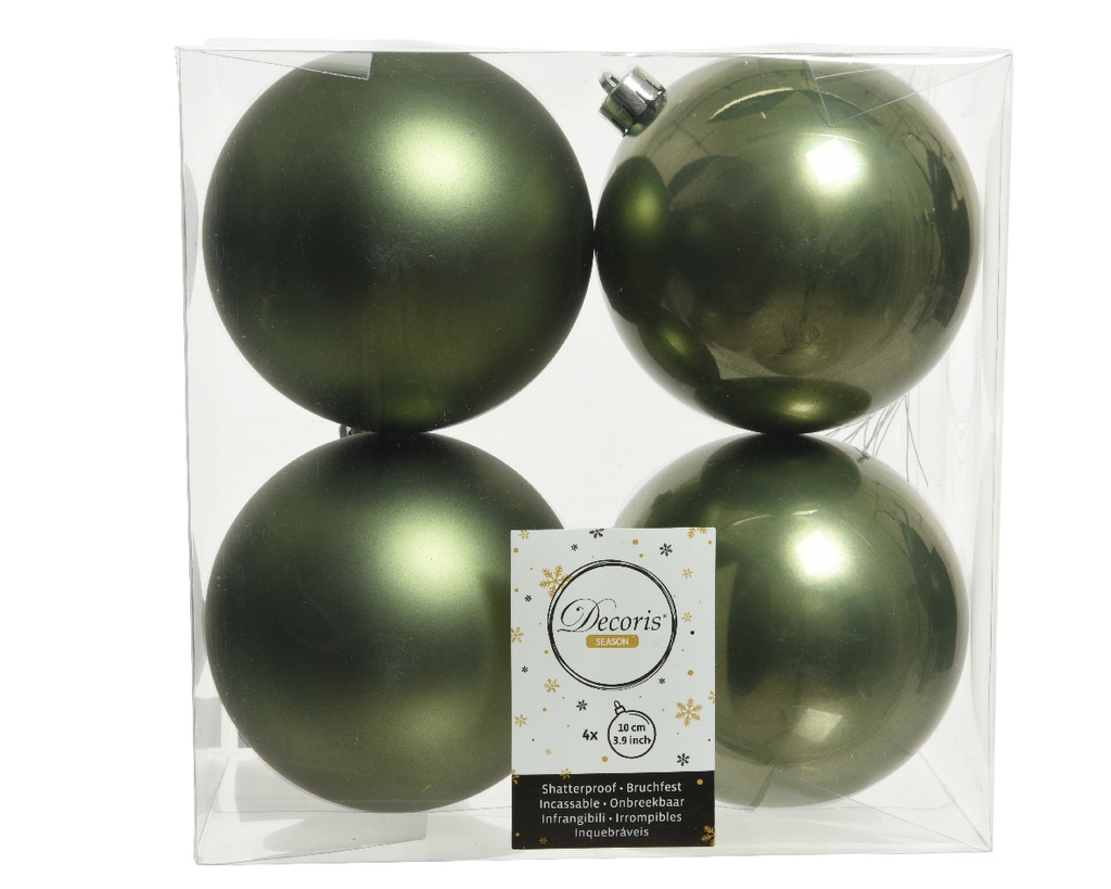 Boules de noel mat brillant mix 4pcs dia: 10cm Vert (copie)