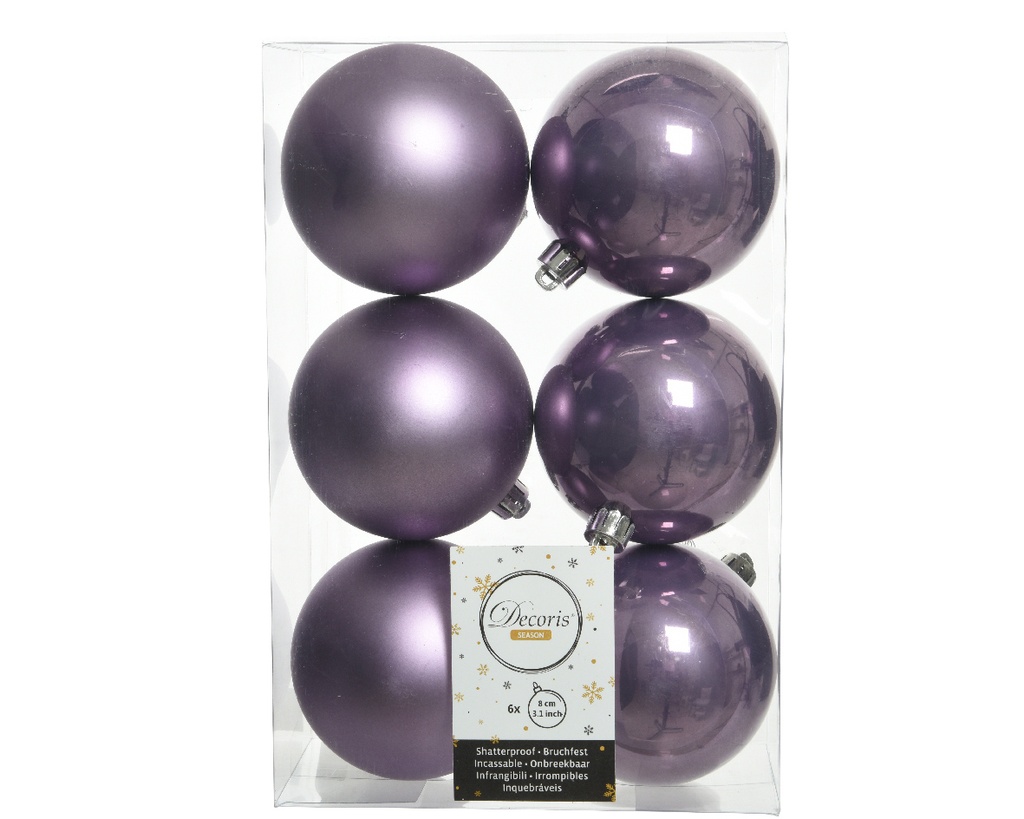 Boule de noel brillant mat paillettes mix Mauve (copie)