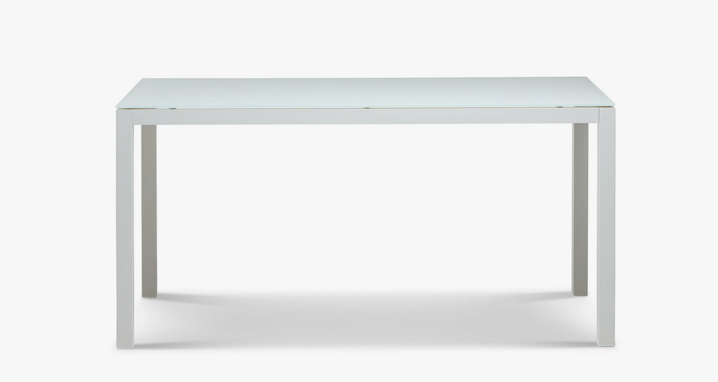 LISBON Table aluminium Blanc 152*90cm vitre 8mm Blanc Brillant