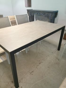 LISBON Table aluminium Blanc 152*90cm vitre 6mm Ceramic Fusion Beton (copie)