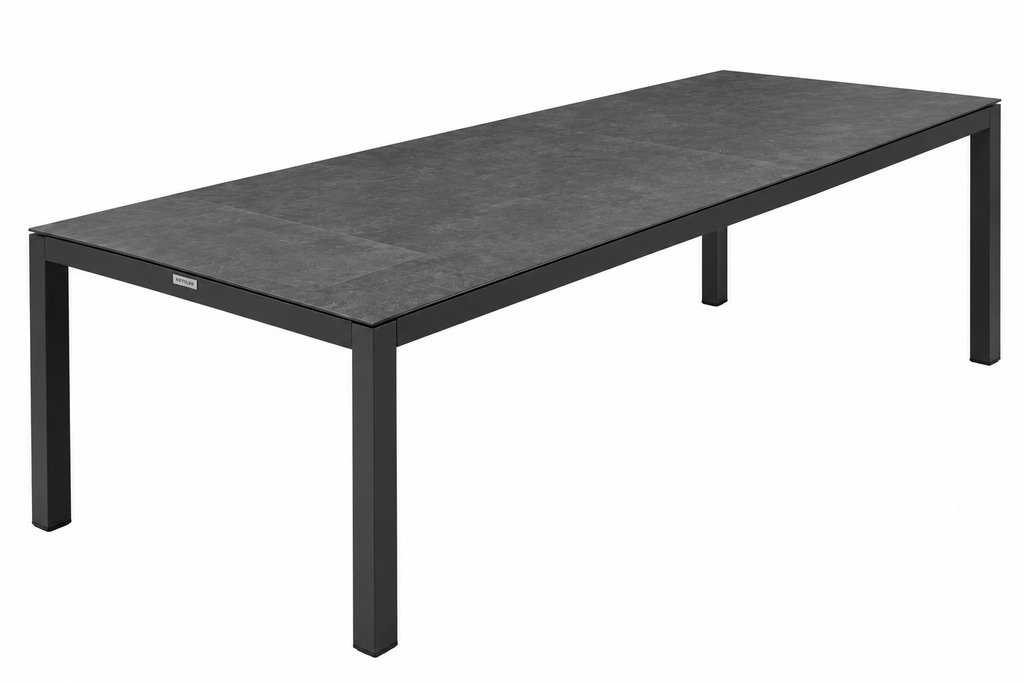 LISBON Table aluminium Charcoal 220*92cm vitre 6mm Ceramic Fusion beton (copie)