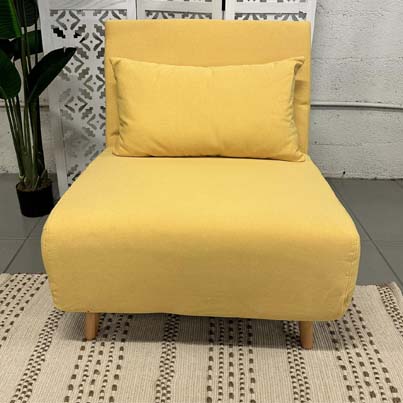 Fauteuil convertible BT18 Jaune H82xL76xP78 / Couchage H26xL76xP190