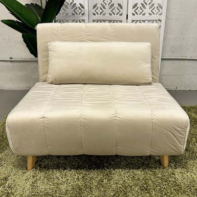 Fauteuil convertible CR01 Marron crème H82xL100xP90 / Couchage H26xL100xP190