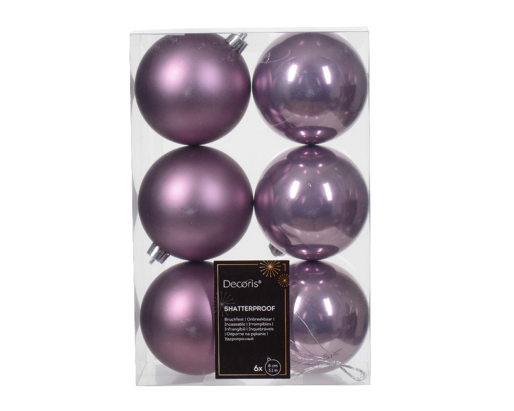 Boule de noel dia:8cm 6pcs Cristal Lilas