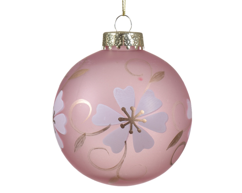 Boule de noel Fleur dia:8cm Rose