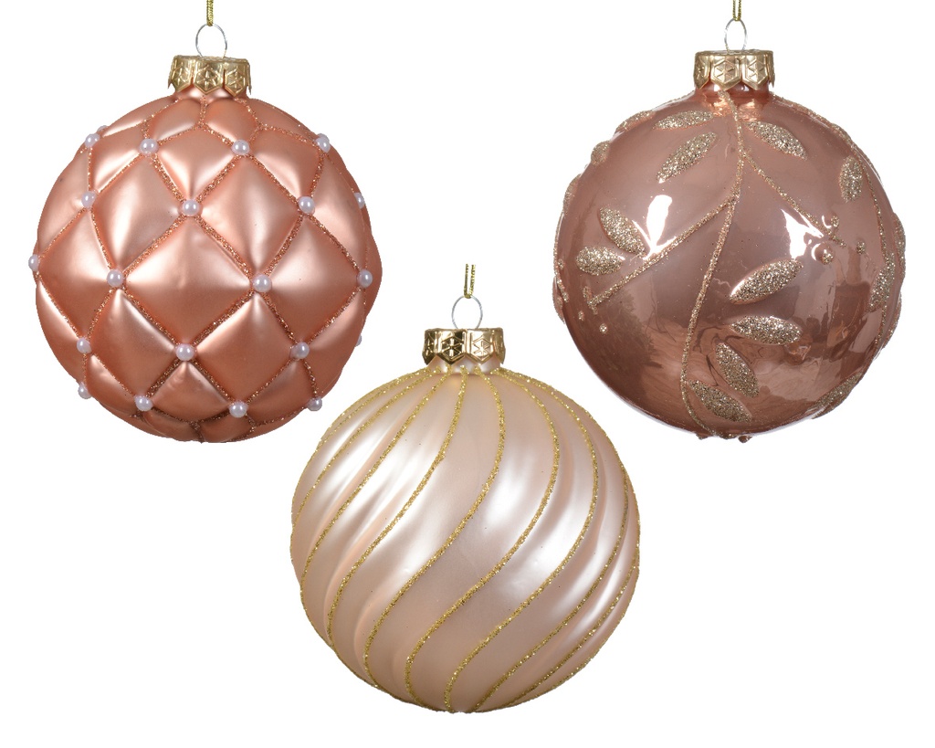 Boule de noel dia:10cm assorti Perle