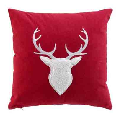 Coussin déhoussable 40x40cm coton + imitation fourrure HEIDI Rouge