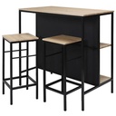 Table îlot + 2 tabourets LOKA H95xL100xP60cm et H67xL32xP32cm