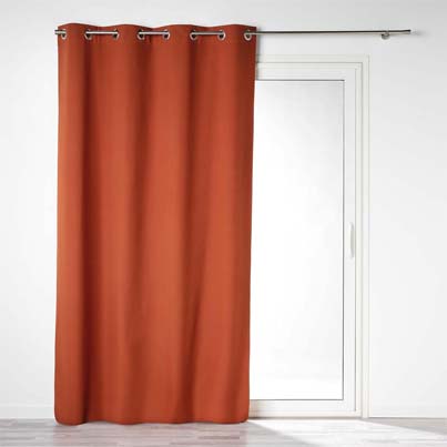 Rideau à oeillets 135x260cm polyester + intérieur TPU 100% occultant microfibre unie OBSCURE Terracotta