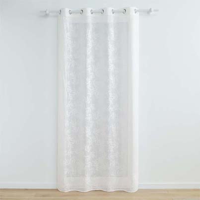Panneau à oeillets 140x240cm voile tissé appliqué KARLA Blanc