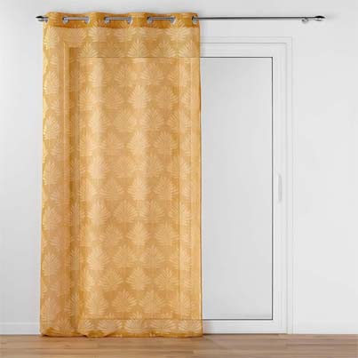 Panneau à oeillets 140x240cm voile tissé appliqué LEVITA Ocre