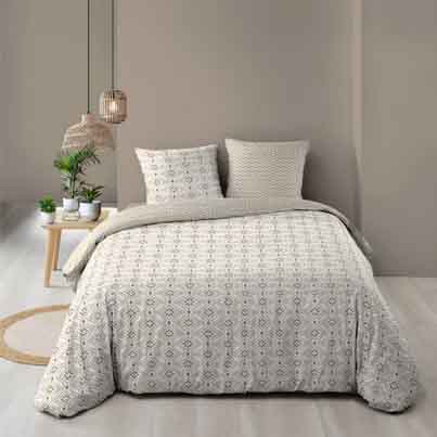 Parure 3P 240x220cm imprimé 57fils allover BRIANNA 100% coton