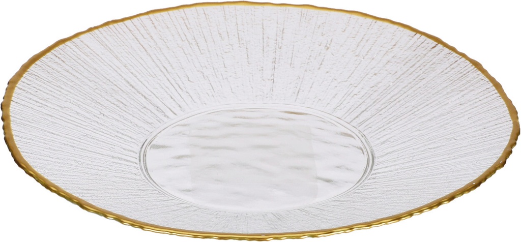 Assiette en verre 21cm bordure Doré