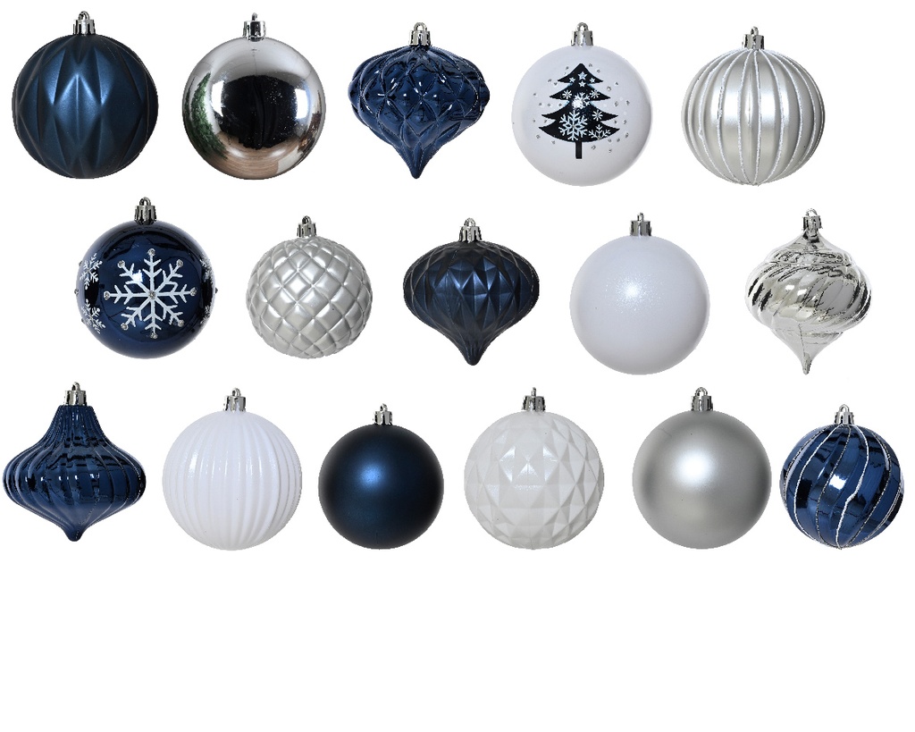 Boule de noel dia:8cm 5pcs Blanc/Argent