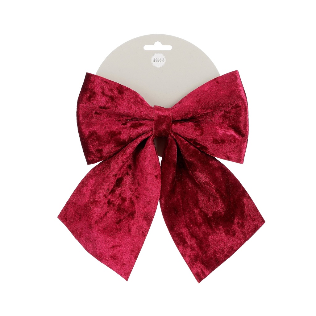 Noeud de noel 24cm velour Rouge