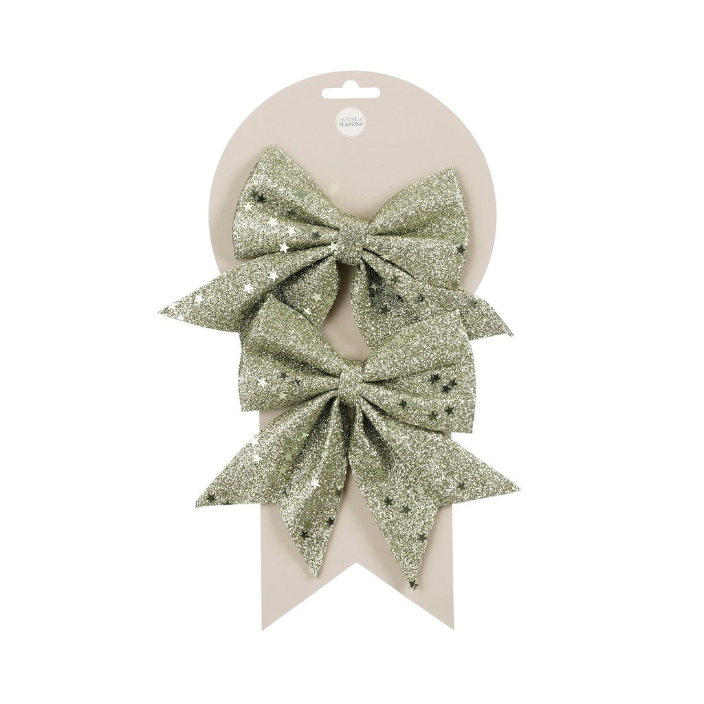 Noeud de noel h:13cm 2pcs Vert Clair