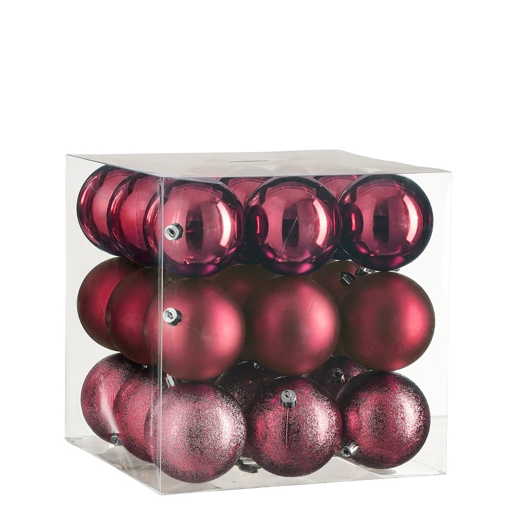 Boule de noel dia:8cm 27pcs Fushia