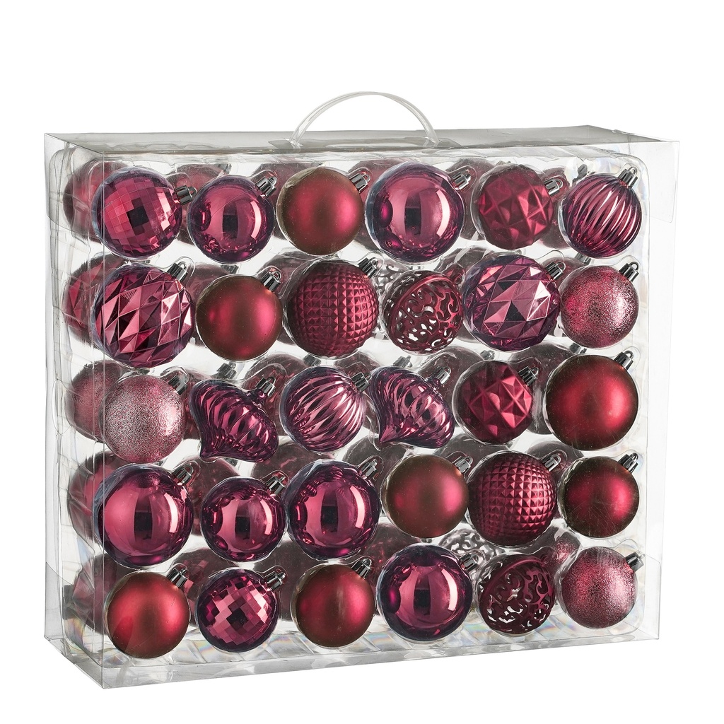 Boule de noel dia:7cm 60pcs Rouge Foncé (copie) (copie)